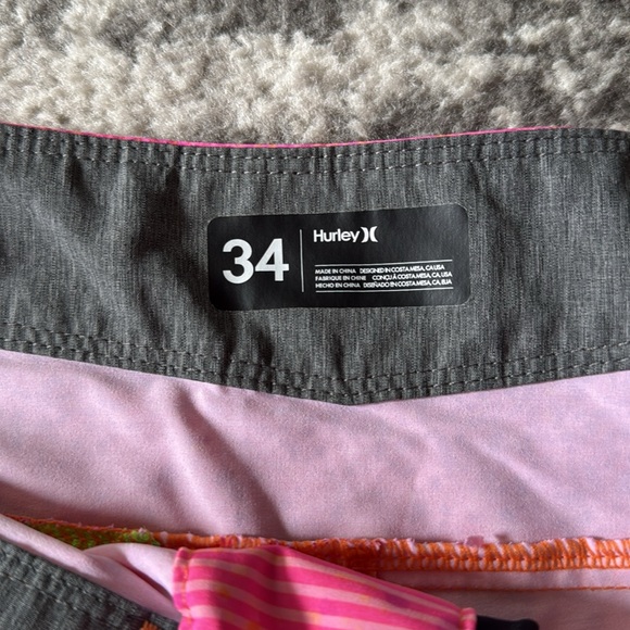 Hurley Men's Pink and Orange Swim Shorts - Picture 2 of 7